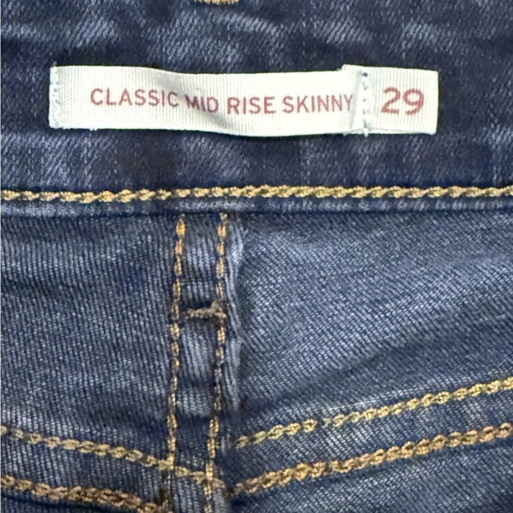 Levis Mid Rise Skinny Jeans Size 29 Dark Wash Stretch Denim Y2K Slim Fit - Picture 4 of 6